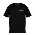 Black luxury oversized T shirt with the white brand name FRIEDENMEER embroidered on the chest