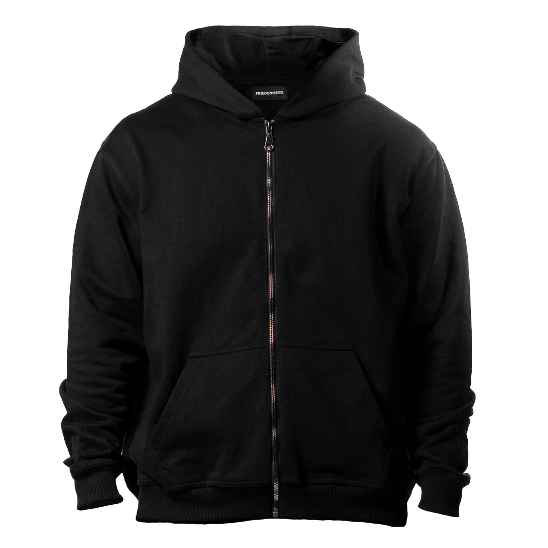 Black high quality oversized luxury zip up hoodie from the luxury brand FRIEDENMEER